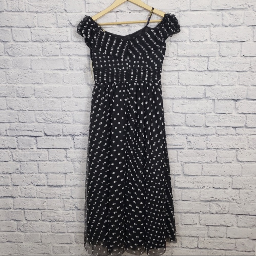 Anthropologie Shoshanna Off the Shoulder Polka Dot Midi Dress - Picture 5 of 11